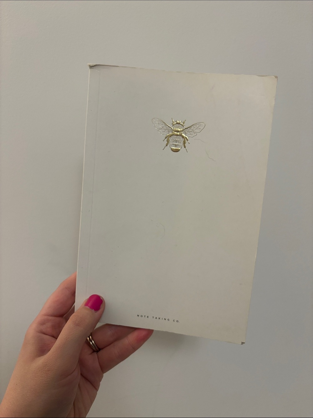 Gold Bee Embossed White Notebook